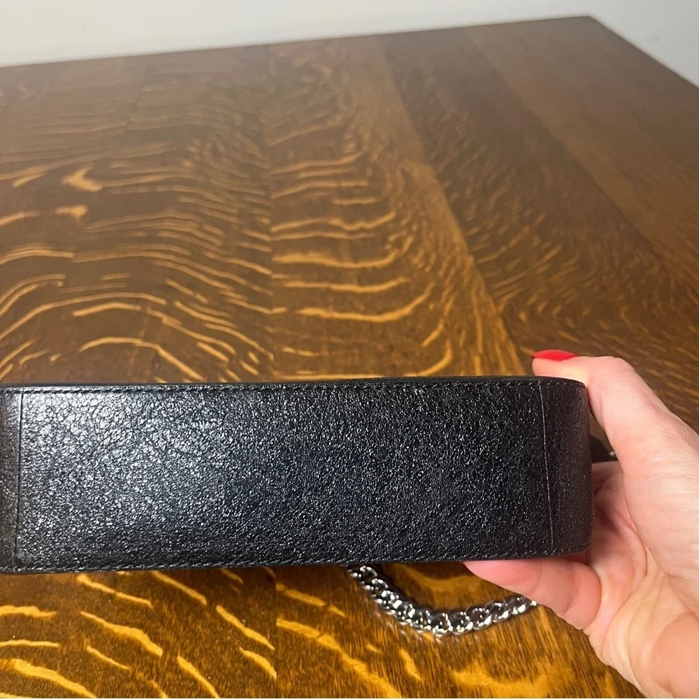 Michael Kors Black Sparkly Leather Chain Small Shoulder Bag